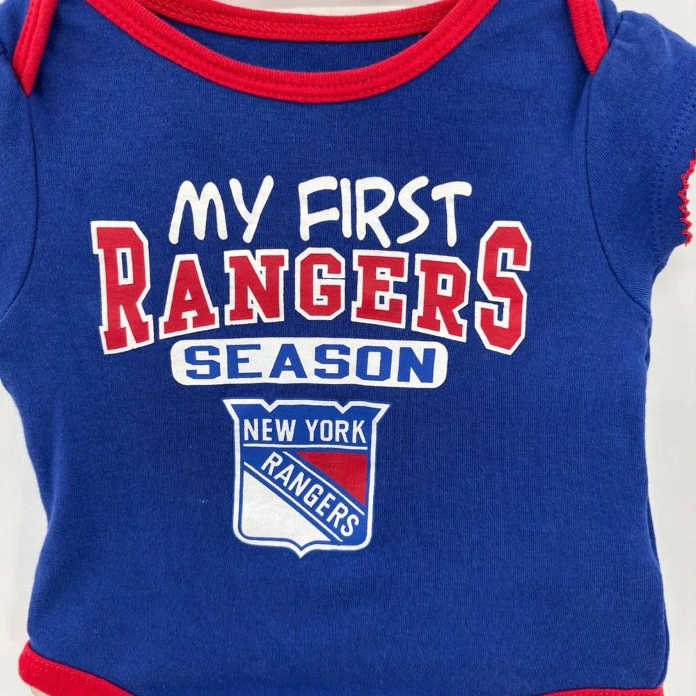 NHL Bodysuit Kids 3/6M Blue My First Rangers Season New York Hockey Fan Gear